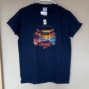Jeep Navy Tee with Sunset Gradient Jeep Graphic